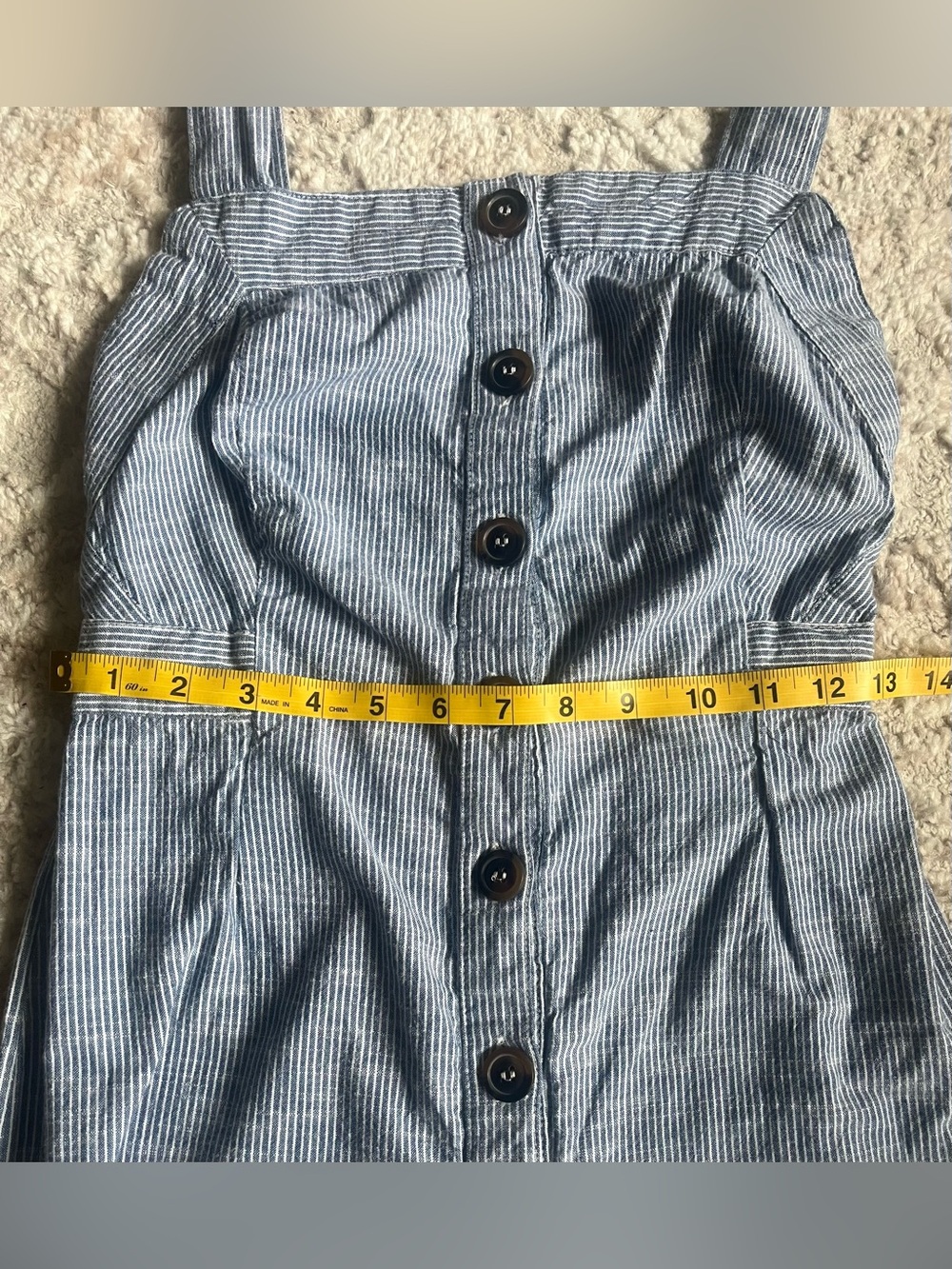 Japna Blue & White Striped Button-Front Wide-Leg Square-Neck Jumpsuit - Picture 4 of 11